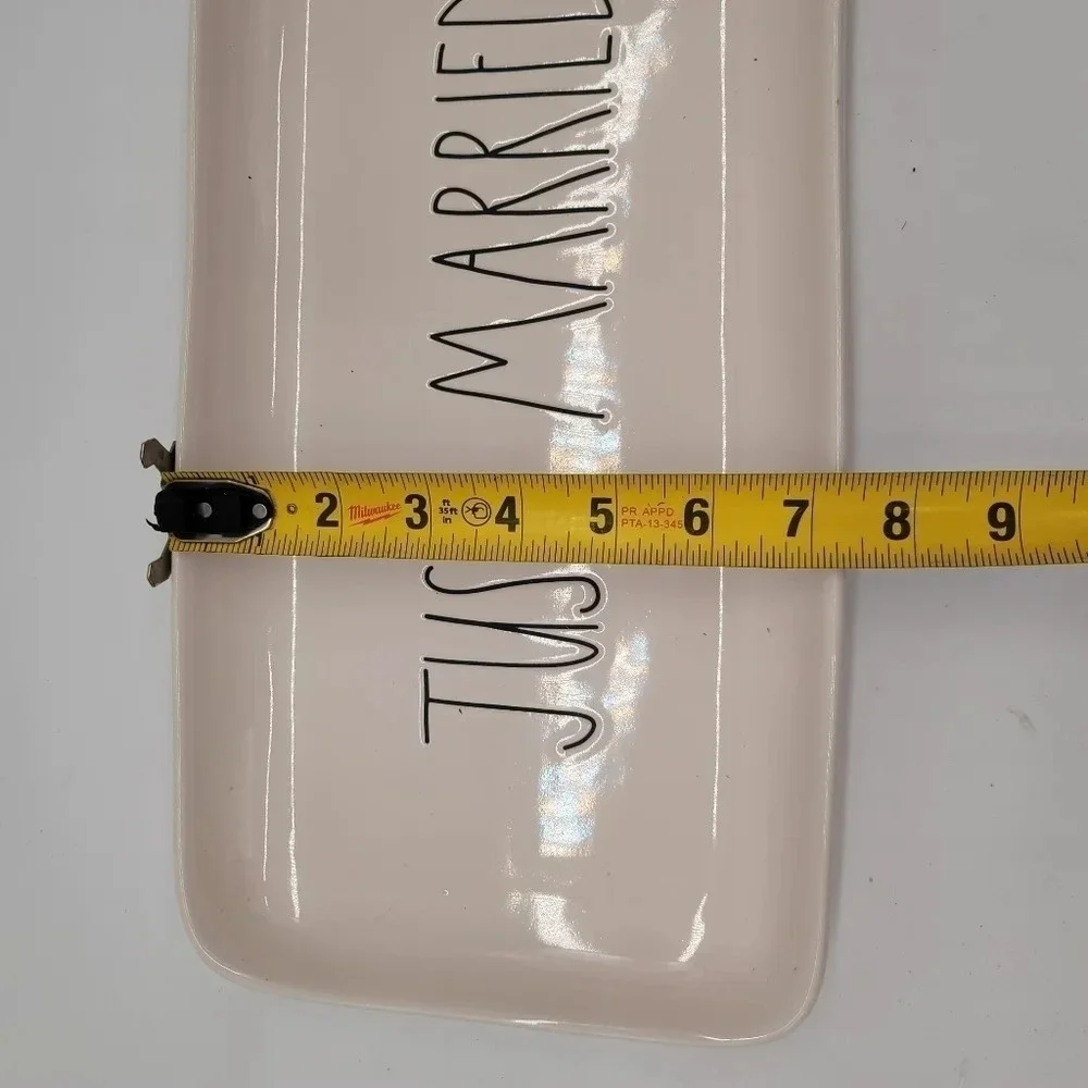 NWOT Rae Dunn JUST MARRIED Platter Rectangular Plate Off White / Black
